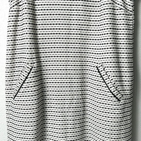 LOFT Shift Dress Size S Ivory Black Sleeveless Tweed Button Detail Pockets - Picture 3 of 14